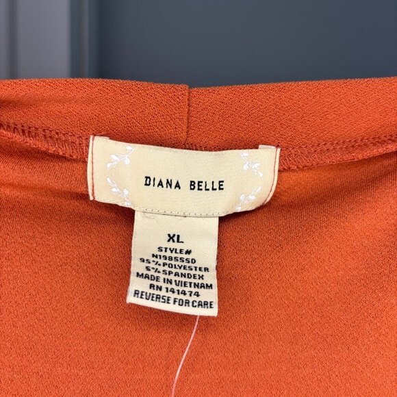 DIANA BELLE NEW Short Sleeve Top Womens XL Pocket Detail Orange - Picture 7 of 7